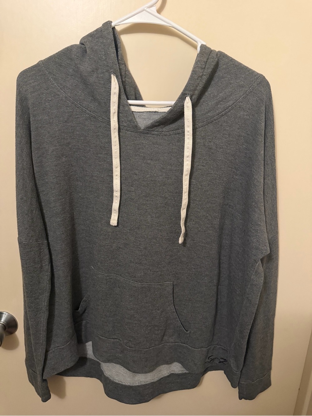 Sean John Gray Hoodie with Cream Drawstrings